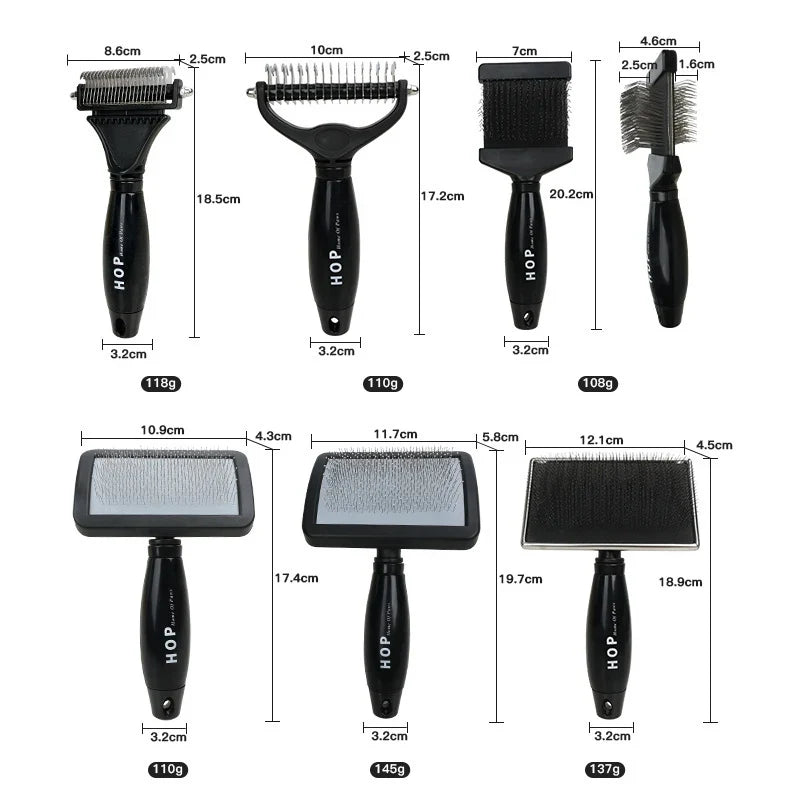 Salon-Quality Coat Care: The HOP Professional Grooming & Deshedding Comb Collection for Dogs and Cats