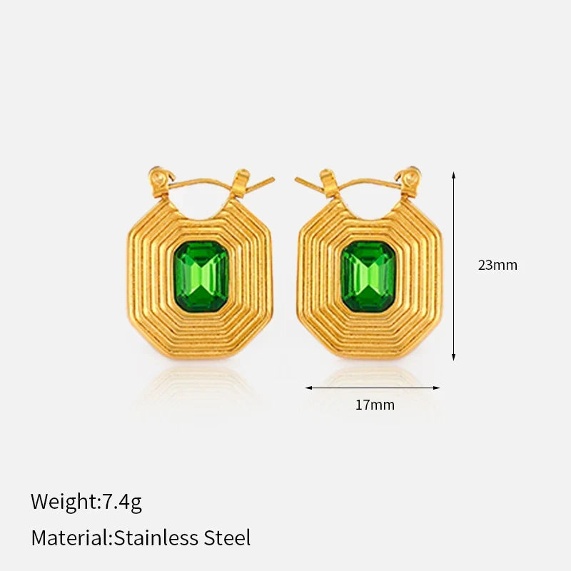 Art Deco Glamour: Why These Emerald Green Geometric Huggie Hoops Are Your New Everyday Statement
