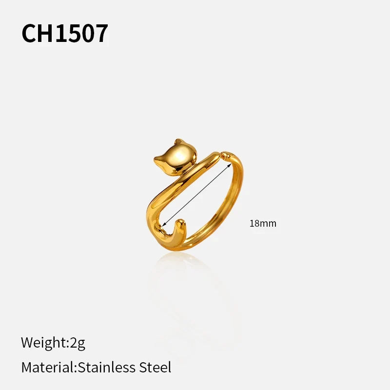 The Purr-fect Everyday Accessory: 18K Gold Plated Minimalist Cat Ring
